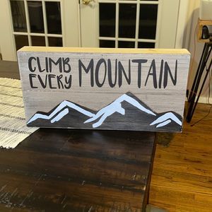 mountains wooden wall art/ table sign